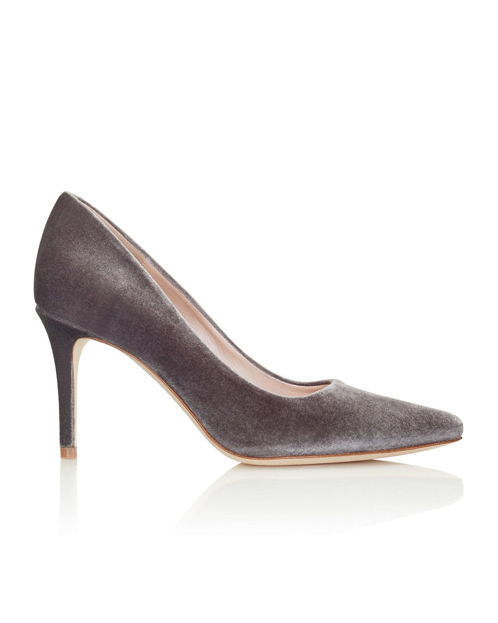 Grey on sale velvet pumps