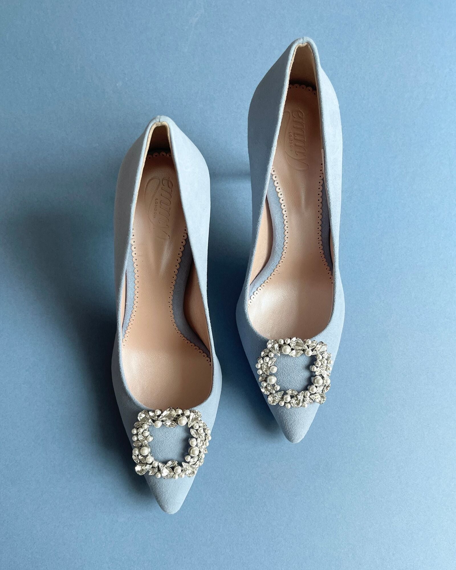 Claudia Mid Heel Bridal & Fashion Shoe Blue Pointed Court Shoe  image