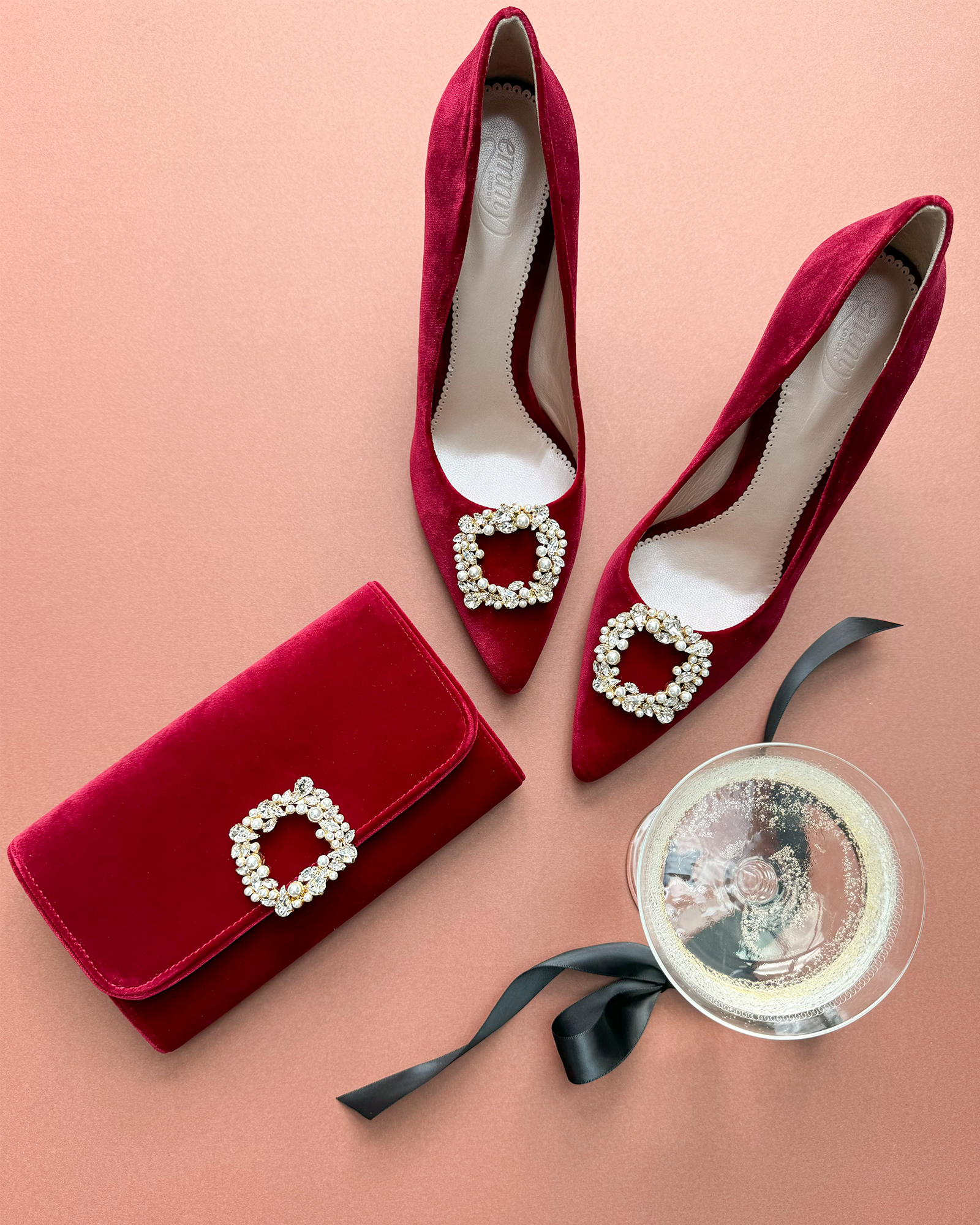 Claudia Velvet Burgundy Fashion Shoe Velvet Court Shoe image