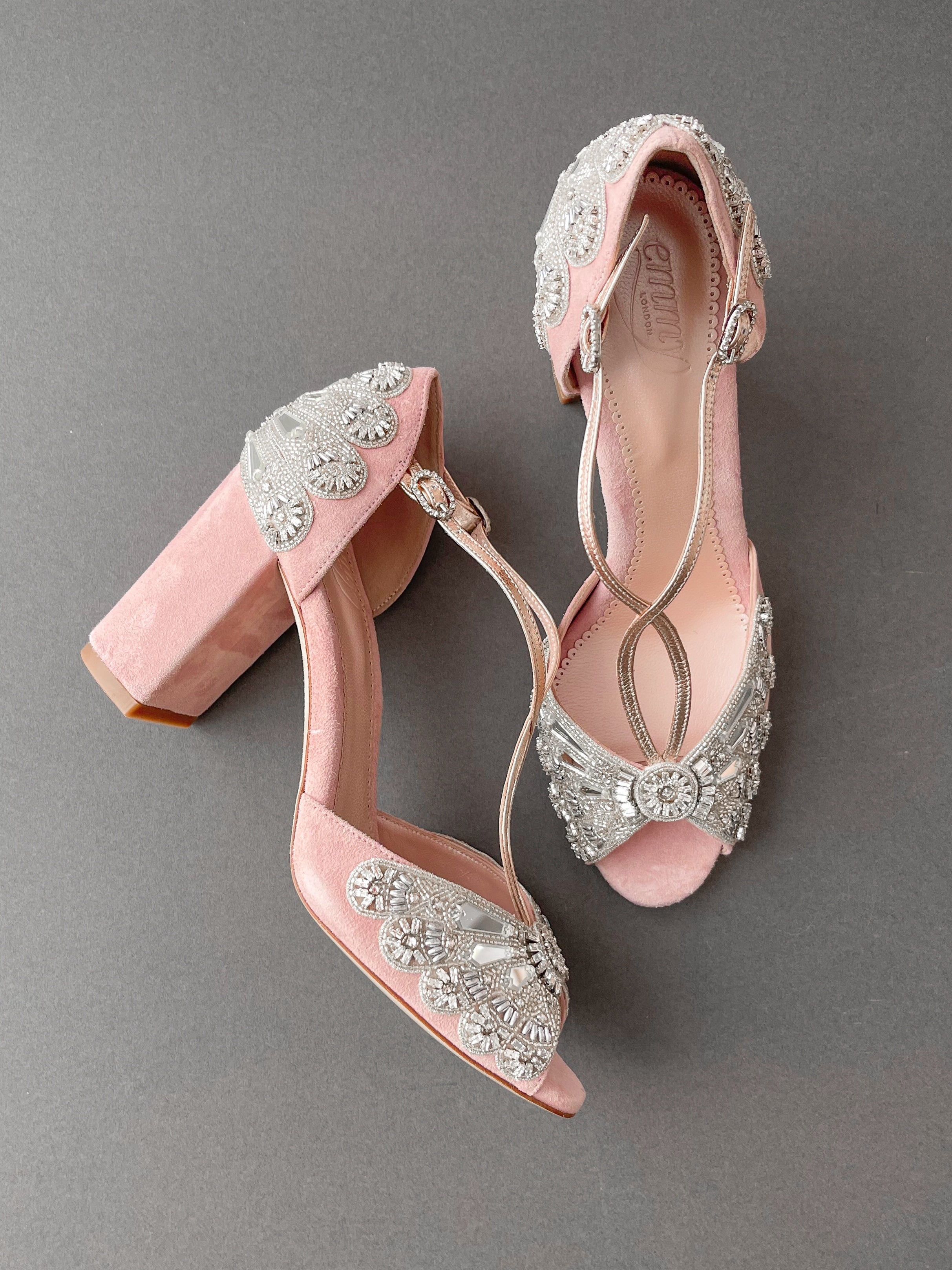 Blush wedding store shoes block heel