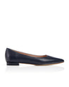 Lulu Flat Shoes Navy Textured Leather 1