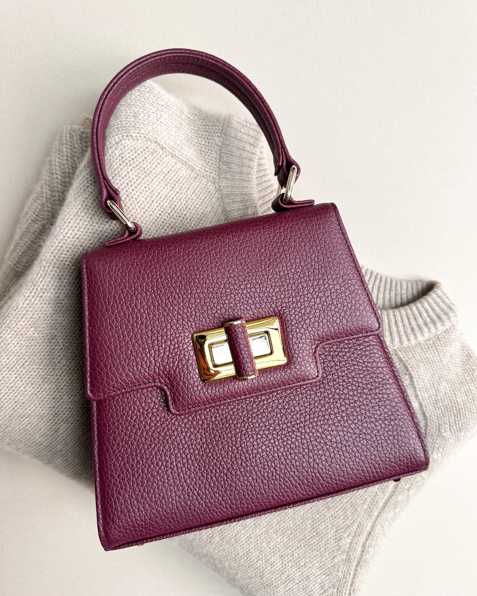 Mabel Bordeaux Textured Leather Bag image