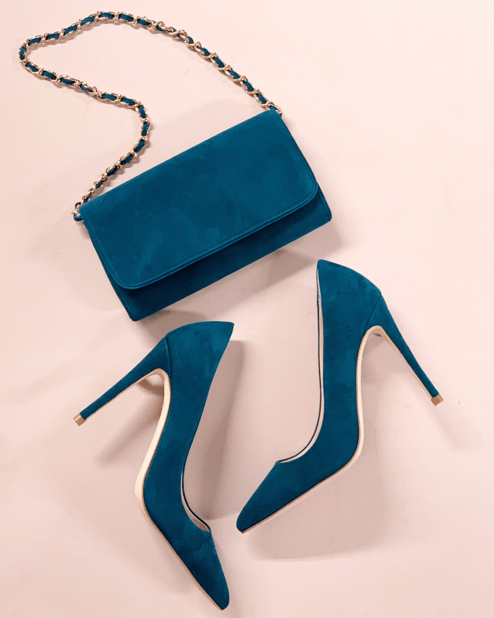 Blue suede outlet clutch